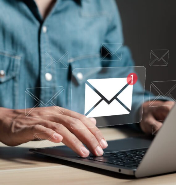 email marketing concept, email with notification alert, Direct selling project in customer list business for email. email marketing concept, email with notification alert, Direct selling project in customer list business for email.